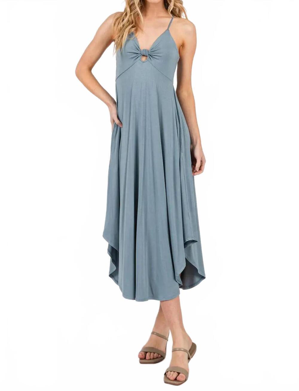 NEW FINAL TOUCH simone knotted cami dress in ash blue